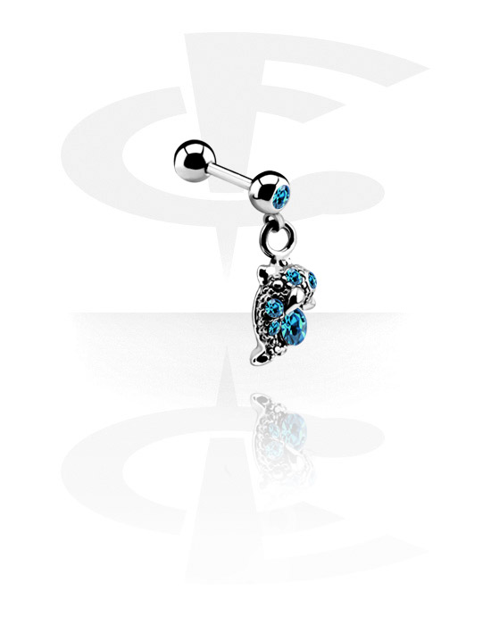 Barbellit, Jeweled Micro Barbell with Charm, Surgical Steel 316L