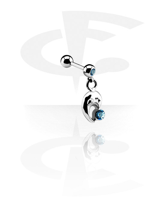 Barbells, Jeweled Micro Barbell with Charm, Surgical Steel 316L