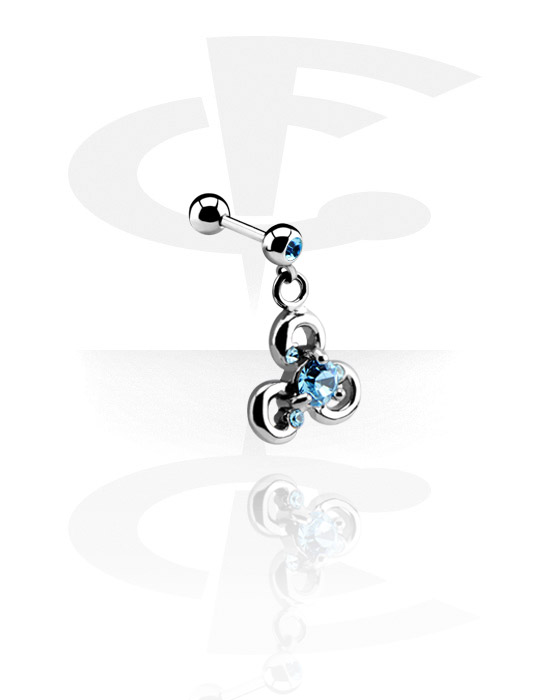 Činky, Jeweled Micro Barbell with Charm, Surgical Steel 316L