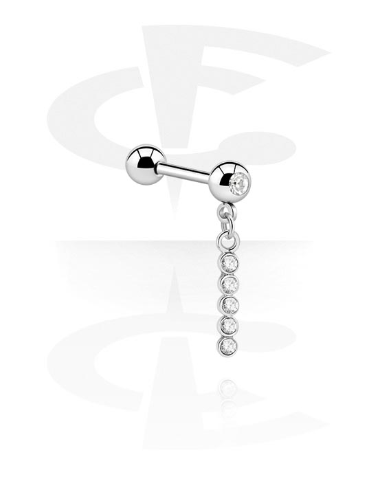Barbells, Jeweled Barbell with Charm, Surgical Steel 316L, Plated Brass