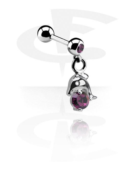 Šipkice, Jeweled Micro Barbell with Charm, Surgical Steel 316L