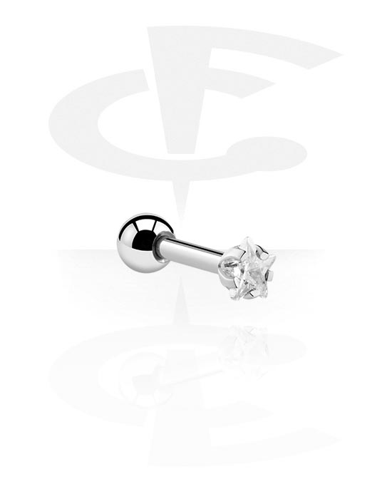 Helix & Tragus, Tragus piercing s krystalovým kamínkem, Chirurgická ocel 316L