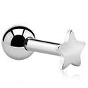 Helix & Tragus, Piercing para el tragus con diseño Estrella, Acero quirúrgico 316L