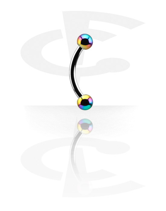 Curved Barbells, Curved Barbell with Anodized Threaded Balls, Surgical Steel 316L