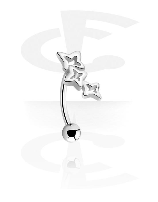 Piercing Sourcil Barbell Banane En Acier Chirurgical 316L - Stérile, 1.2mm (16G), Longueur 10mm - Avec Cristaux