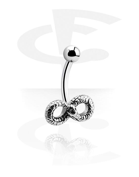 Curved Barbells, Belly button ring (surgical steel, silver, shiny finish) with snake design, Surgical Steel 316L