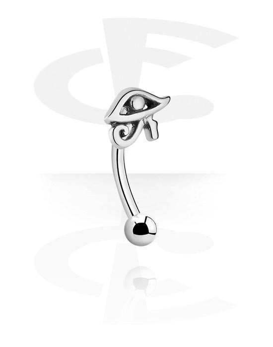 Bøyde barbeller, Øyebanan (kirurgisk stål, sølv, skinnende finish) med "Eye of Providence" design, Kirurgisk stål 316L