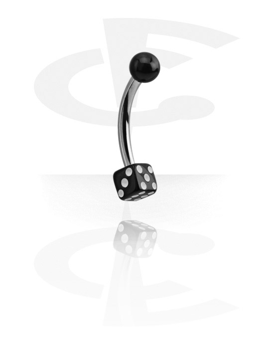 Curved Barbells, Micro Banana with Dice, Surgical Steel 316L, Acryl
