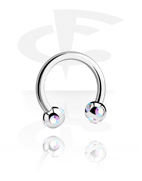 Circular Barbell with balls and crystal stones (Surgical Steel 316L