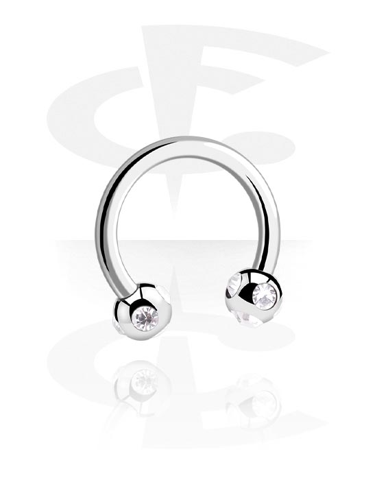 Circular Barbells, Circular barbell med Kulor och kristallstenar, Kirurgiskt stål 316L