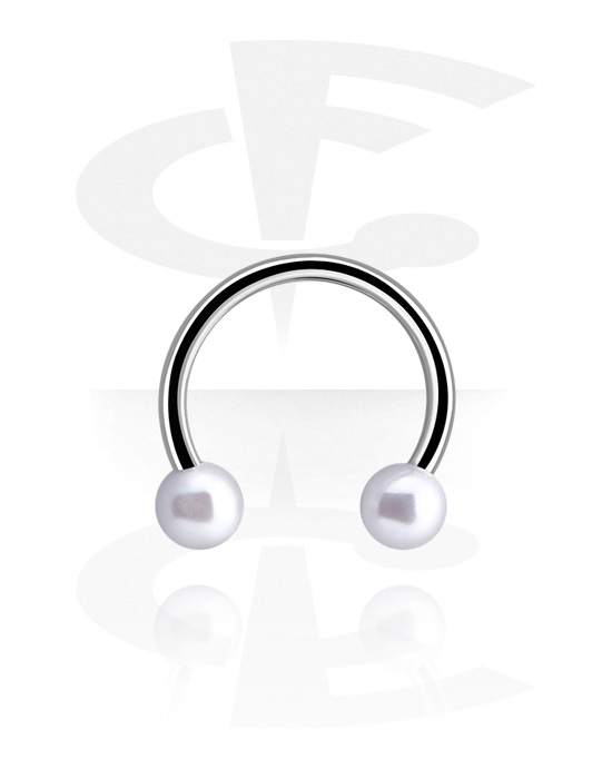 Hestesko, Micro Circular Barbell med Synthetic Pearls, Kirurgisk stål 316L