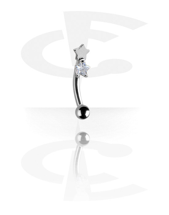 Curved Barbells, Steel Cast Jeweled Eyebrow Banana, Chirurgisch Staal 316L