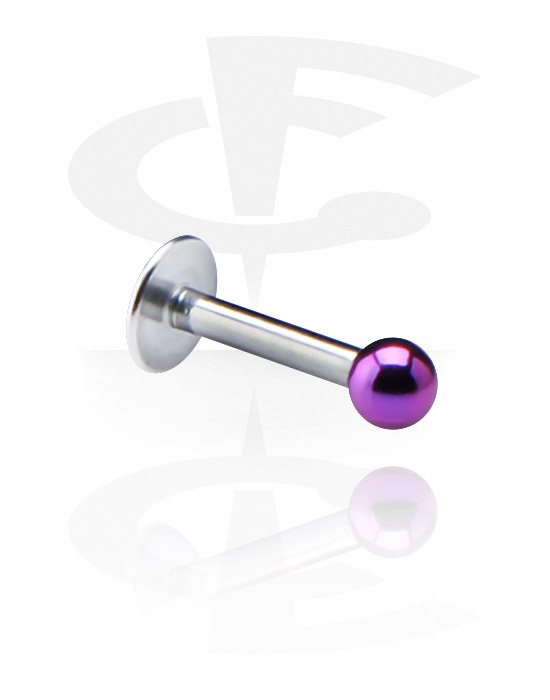 Labrets, Labret with Anodized Threaded Ball, Surgical Steel 316L