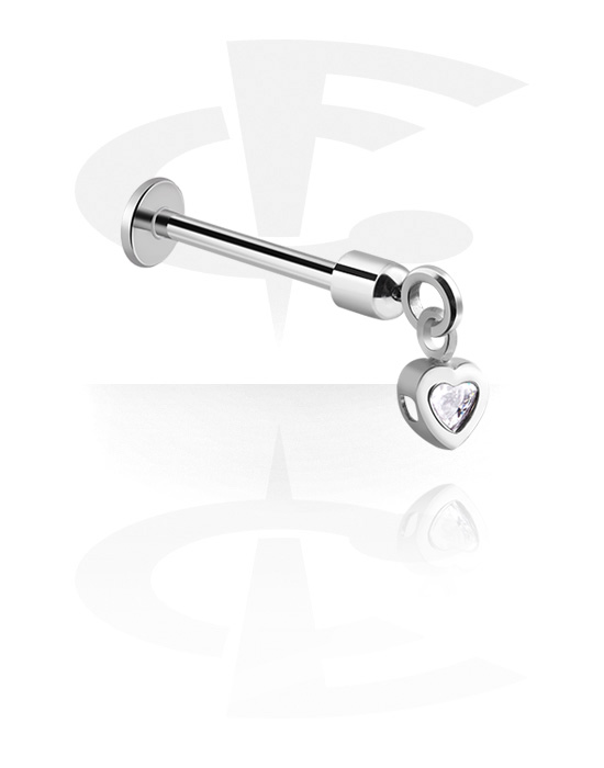 Labrety, Labret (surgical steel, silver, shiny finish) s přívěskem srdce, Chirurgická ocel 316L