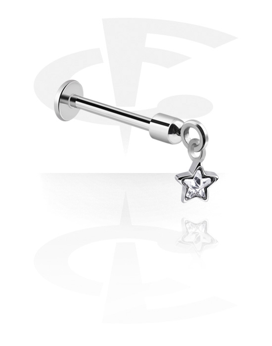 Labrets, Labret (surgical steel, silver, shiny finish) met sterbedel, Chirurgisch staal 316L