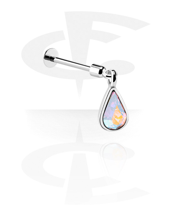 Labrets, Labret (surgical steel, silver, shiny finish) with pendant, Surgical Steel 316L