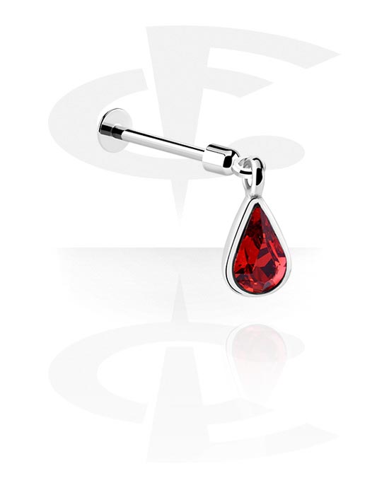 Labrets, Labret (surgical steel, silver, shiny finish) with pendant, Surgical Steel 316L