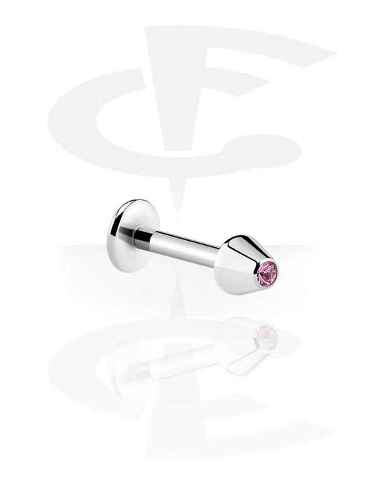 Labrets, Labret (surgical steel, silver, shiny finish) with Jeweled Cone, Surgical Steel 316L