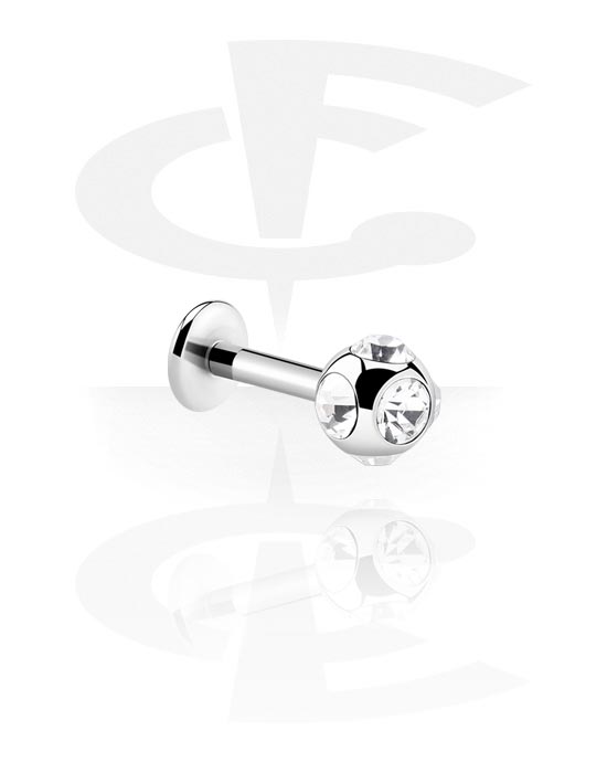 Labrety, Labret (surgical steel, silver, shiny finish) s Zdobenou kuličkou, Chirurgická ocel 316L