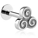 Labreti, Labret (surgical steel, silver, shiny finish) s/z nastavek, Kirurško jeklo 316L