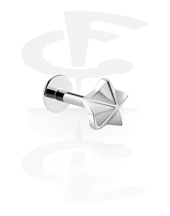 Labrets, Labret (surgical steel, silver, shiny finish) met steraccessoire, Chirurgisch staal 316L