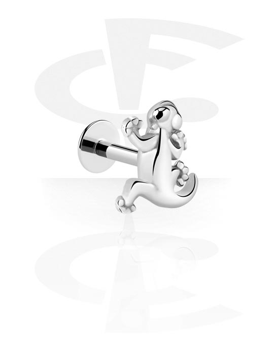 Labrety, Labret (surgical steel, silver, shiny finish) s ozdoba gekón