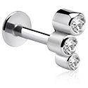 Labreti, Labret (surgical steel, silver, shiny finish) s/z nastavek in Kristalni kamni, Kirurško jeklo 316L