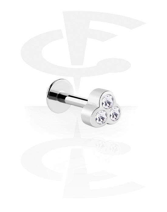 Labrets, Labret (surgical steel, silver, shiny finish) with attachment and crystal stones