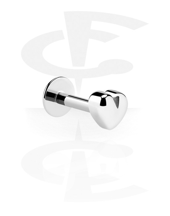 Labrets, Labret (surgical steel, silver, shiny finish) met hartaccessoire, Chirurgisch staal 316L