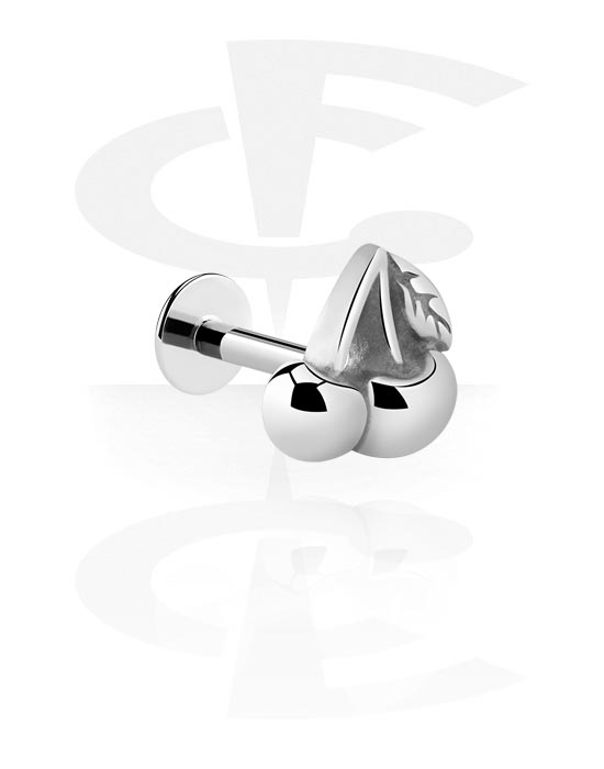 Labrets, Labret (surgical steel, silver, shiny finish) met kersaccessoire, Chirurgisch staal 316L