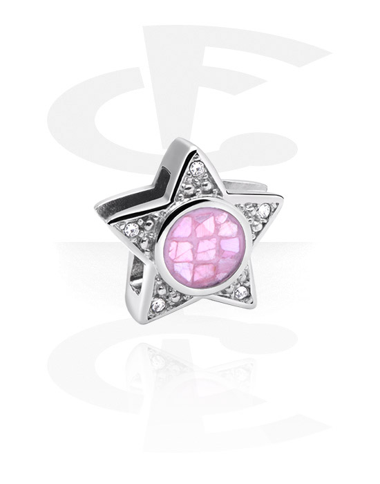 Ravne perlice, Plosnata perla za narukvice od plosnatih perli s dizajnom zvijezde i kristalnim kamenjem, Kirurški čelik 316L