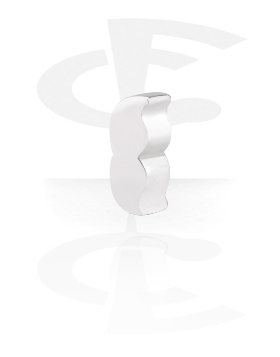 Kugler, stave m.m., Vedhæng til 1,2 mm stav med gevind (kirurgisk stål, sølv, blank finish) med design med overskæg, Kirurgisk stål 316L