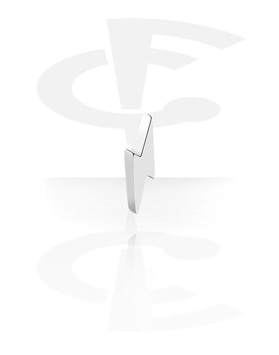 Kugler, stave m.m., Vedhæng til 1,2 mm stav med gevind (kirurgisk stål, sølv, blank finish) med lyn-motiv, Kirurgisk stål 316L