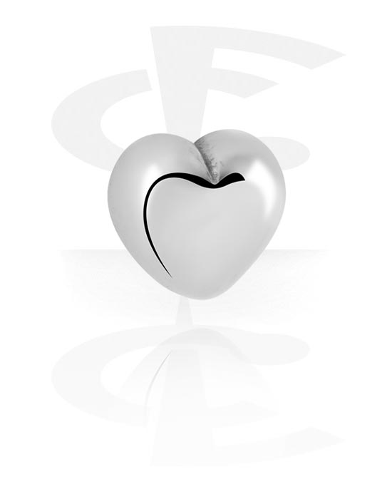Palloja, nappeja ynnä muuta, Lisäosa 1,2 mm:n kierrepuikoille (kirurginen teräs, hopea, kiiltävä pinta) kanssa sydändesign, Kirurginteräs 316L