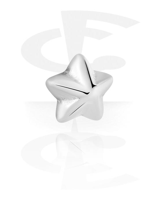 Boules, barres & plus, Accessoire pour barre à filetage de 1.2 mm (acier chirurgical, argent, finition brillante) avec motif étoile, Acier chirurgical 316L