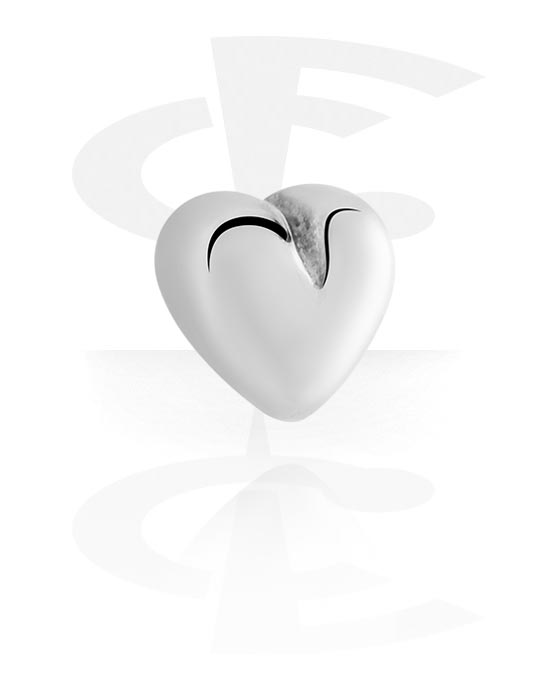 Guľôčky, štipce a ďalšie, Koncovka pre 1,2 mm tyčinky so závitom (chirurgická oceľ, strieborná, lesklý povrch) s Motív srdca, Chirurgická oceľ 316L