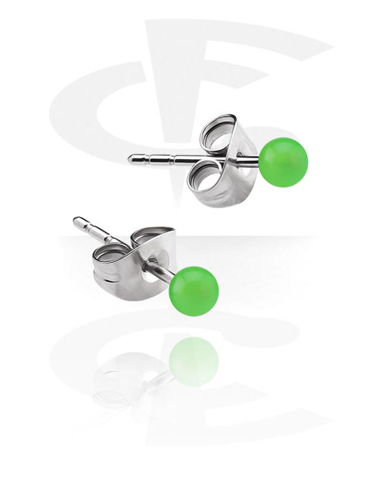 Earrings, Studs & Shields, Ear Studs with acrylic balls, Surgical Steel 316L, Acrylic