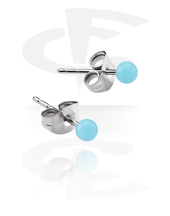 Earrings, Studs & Shields, Ear Studs with acrylic balls, Surgical Steel 316L, Acrylic