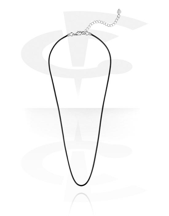 Halsketten, Imitation Leather Necklace mit extension chain, Kunstleder, Chirurgenstahl 316L