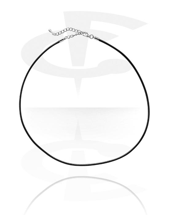Halsband, Wax Cotton Necklace med extension chain, Vaxtråd, Kirurgiskt stål 316L