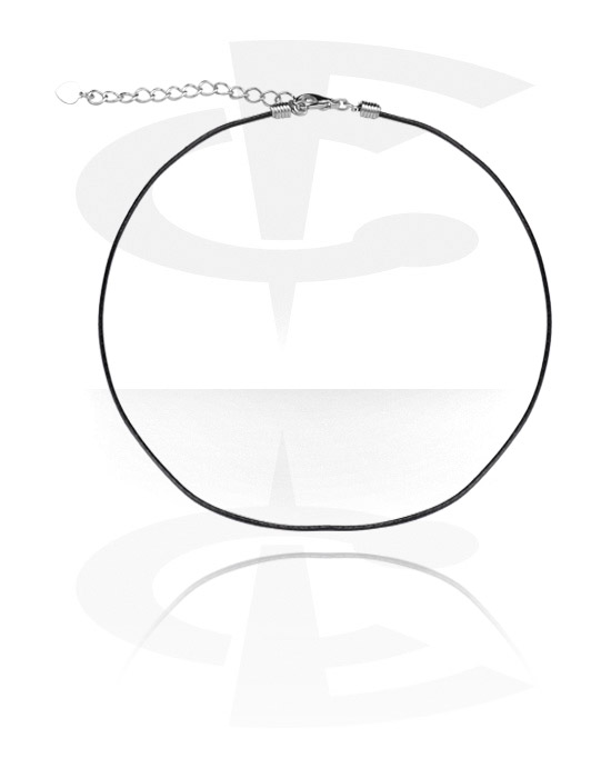 Necklaces, Imitation Leather Necklace with extension chain, Imitation Leather, Surgical Steel 316L