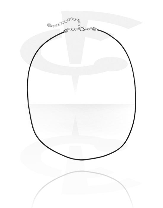 Colliers, Imitation Leather Necklace avec extension chain, Simili-cuir, Acier chirurgical 316L
