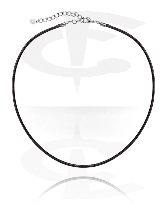 Halskettingen, Imitation Leather Necklace met extension chain, Kunstleder, Chirurgisch staal 316L
