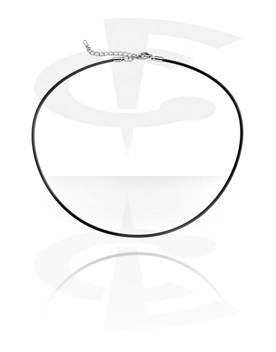 Halsband, Imitation Leather Necklace med extension chain, Konstläder, Kirurgiskt stål 316L