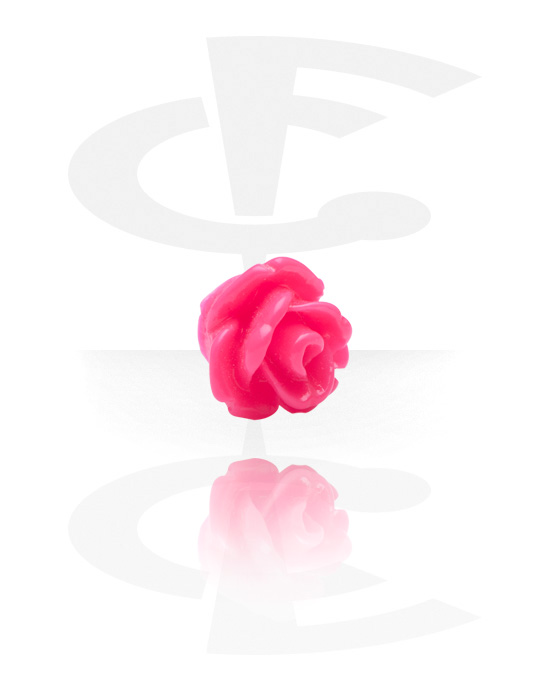 Boules, barres & plus, Accessoire pour barre à filetage (acier chirurgical, argent, finition brillante) avec motif rose, Acrylique