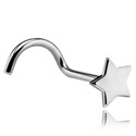 Piercings nez & Septums, Piercing nez incurvé (acier chirurgical, argent, finition brillante) avec accessoire étoile, Acier chirurgical 316L