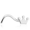 Piercings nez & Septums, Piercing nez incurvé (acier chirurgical, argent, finition brillante) avec accessoire couronne, Acier chirurgical 316L