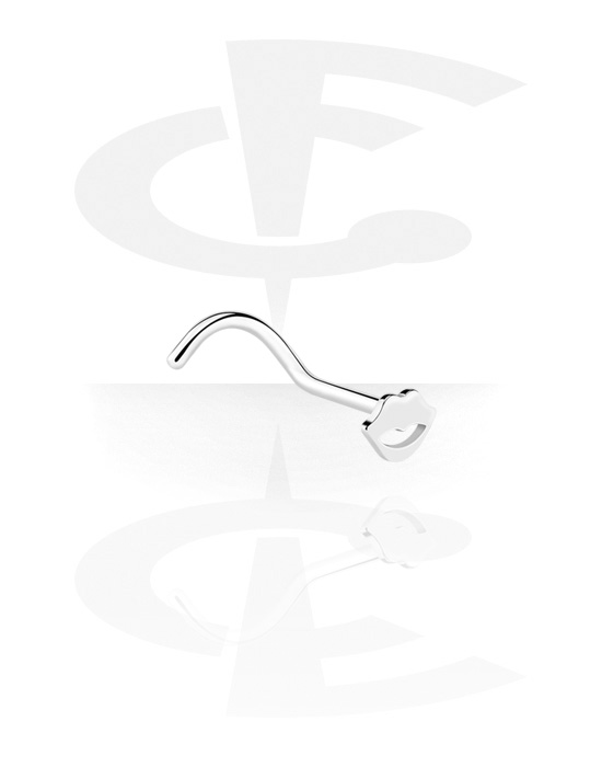Nose Jewellery & Septums, Curved nose stud (surgical steel, silver, shiny finish) with lip design, Surgical Steel 316L