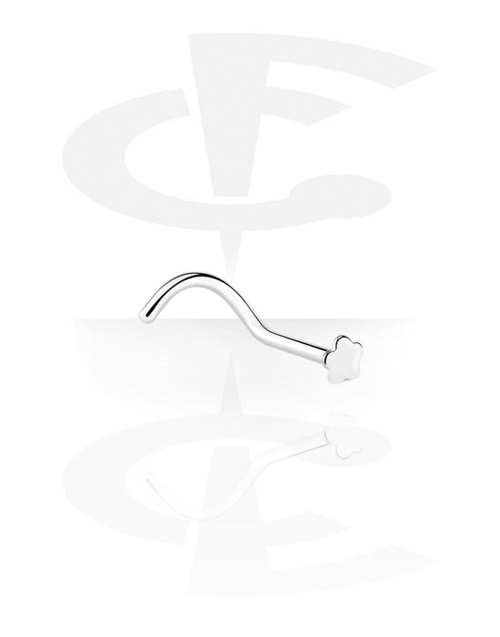 Nosovky a kroužky do nosu, Zahnutá nosovka (chirurgická ocel, stříbrná, lesklý povrch) s koncovkou hvězda, Chirurgická ocel 316L