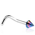Piercings nez & Septums, Piercing nez incurvé (acier chirurgical, argent, finition brillante) avec cône, Acier chirurgical 316L